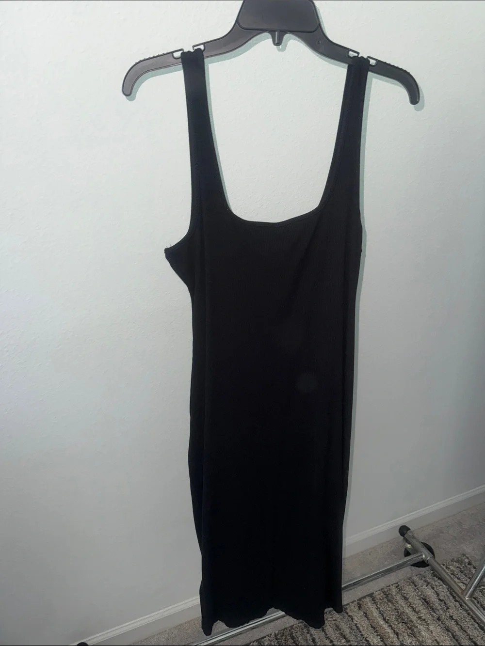 Classic Black Ribbed Tank Dress - Picture 1 of 2